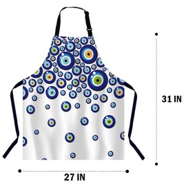 BGBDEIA Blue Evil Eye Apron for Women Men, Adjustable Apron Cooking Kitchen Chef Apron for Home Kitchen, Baking Gardening BBQ, Coffee House, Restaurant