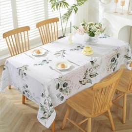 MATIRUG Spring Summer Tablecloths for Rectangle Tables 52x70 Inch, Washable Eucalyptus Fabric Table Cloth,Waterproof Green Leaves Floral Tablecloth for Picnic Dinner Outdoor