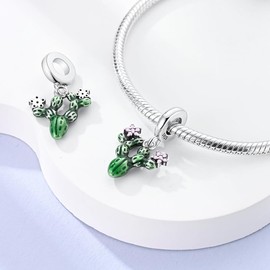 DATOUQI Cactus Charms for Bracelet and Necklace Cactus Pendant Charm 925 Sterling Silver Charms for Women
