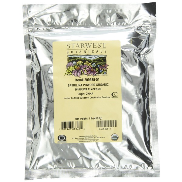 Starwest Botanicals Organic Spirulina Powder Bulk (1 Pound 2 Pack)