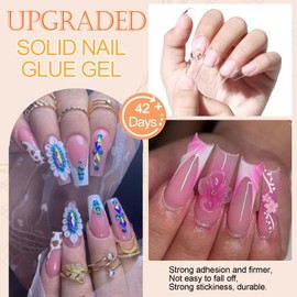 YEPYEPGO 30g Solid Nail Glue Gel, Solid Nail Glue for Press On Nails, Upgrade Cure Needed Gel Glue for Nail Tips, Super Strong Long-Lasting Adhesion Nail Gel Glue Salon Quality