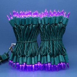 SWEET SHINE 200 Count Purple LED Christmas Lights, 66 ft Green Wire UL Certified Commercial Grade Holiday String Light Set (Purple)