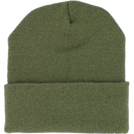 SKIHAT-Long OLV Thick and Warm Mens Daily Cuffed Beanie or Slouchy Made in USA Knit Hat Cap Womens Kids