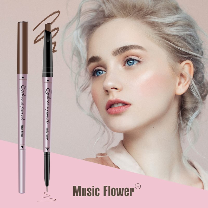 Music Flower Eyebrow Pencil Double Ended, Waterproof Natural Brow Enhancing