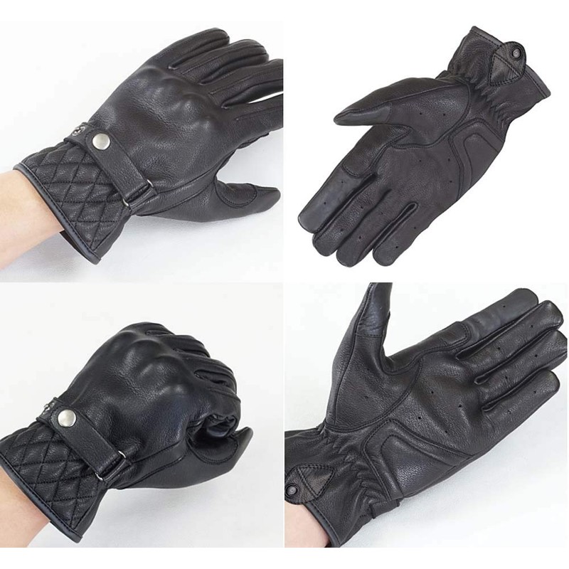 Rough & Road RR8525BK2 Comfort Knuckle Leather Gloves DS BK