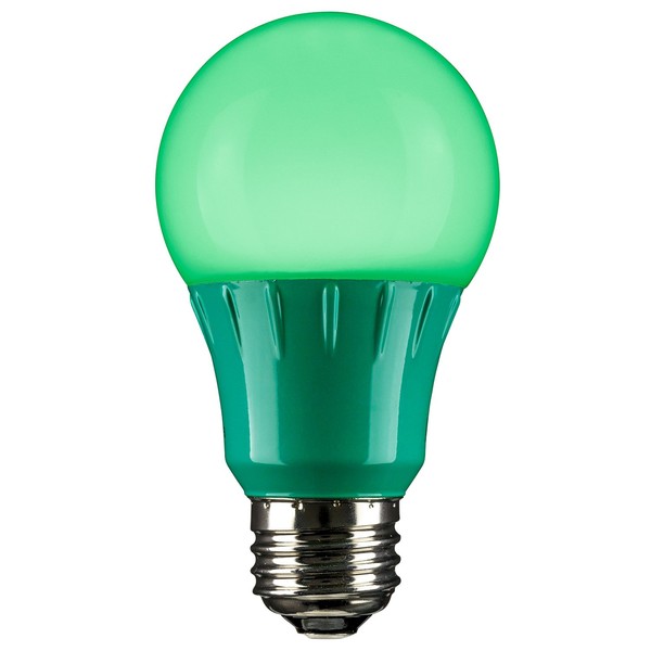 Sunlite 80146 LED A19 Colored Light Bulb, 3 Watts (25w Equivalent), E26 Medium Base, Non-Dimmable, UL Listed, Party Decoration, Holiday Lighting, 1 Count, Green