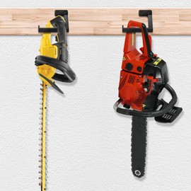 OMMUU 2PCS Chainsaw Holder Hook Backpack Blower Rack Accessories and Tools for Garage Wall Mount Weed Eater String Trimmer Hanger Buddy Storage Rack