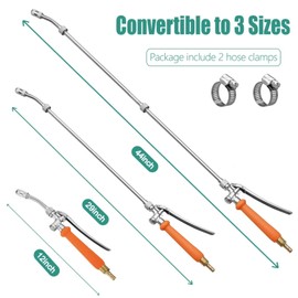 VANPET All Metal Replacement Sprayer Wand,1/4"" & 3/8"" Brass Barb Sprayer Wand Replacement, Stainless Steel Sprayer Wand with Shut off Valve & 2 Hose Clamps (44 Inches Sprayer Wand)