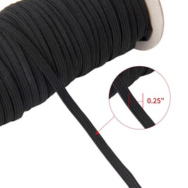 70-Yards Length 1/4" Width Black Braided Elastic Cord/Elastic