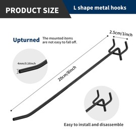 KEJJNYER 120 Pcs Pegboard Hooks, 8 Inch Black Metal Peg Board Hooks for Hanging, Peg Wall Hooks Heavy Duty 1/8" and 1/4" Peg Hooks for 1" Spaced Pegboards