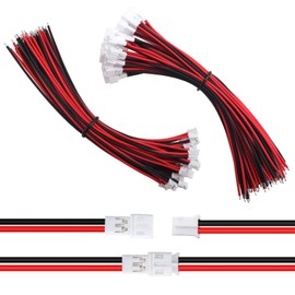 Lyeteung 30 Pairs Mini Micro JST-PH 2.0 Plug Connector, JST 2 Pin Micro Electrical Male and Female Connector Plug Wire Cable, with 150mm 22AWG Wire (Black Red)