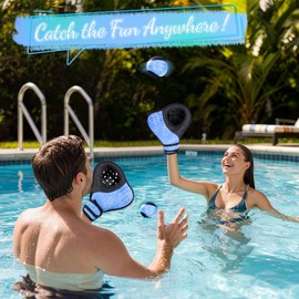 Water Baseball Glove and Ball Set, 2 Mitts & Balls for Pool and Beach Games