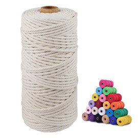 jijAcraft 3MM Macrame Cord for Crafts,100M Beige Cotton Macrame Craft String Rope for Wall Hanging Plant Hanger Knitting