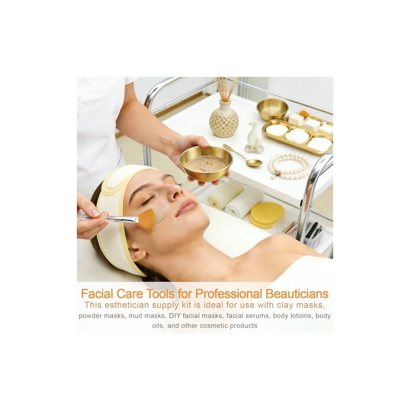 Kit Piezas Esteticista Cuidado Facial Bandejas Acero Inoxidable Cuencos Cepillos