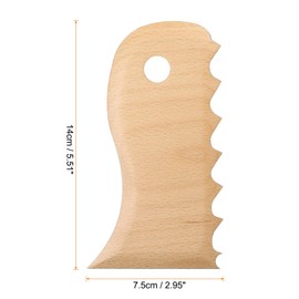 sourcing map Pottery Ribs Trimming Tools Pottery Profile Rib Wooden Foot Shaper Wave Pattern Design Texture Rib Beech Wood for Carving Ceramics Clay