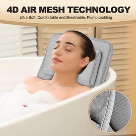 Full Body Bath Pillow for Bathtub, Non-Slip Bath Pillows for Tub, Spa Bathtub Pillow Cushion for Headrest Neck Shoulder and Back Rest Support，Relaxation Spa Accessories-50 x 15" (Grey)