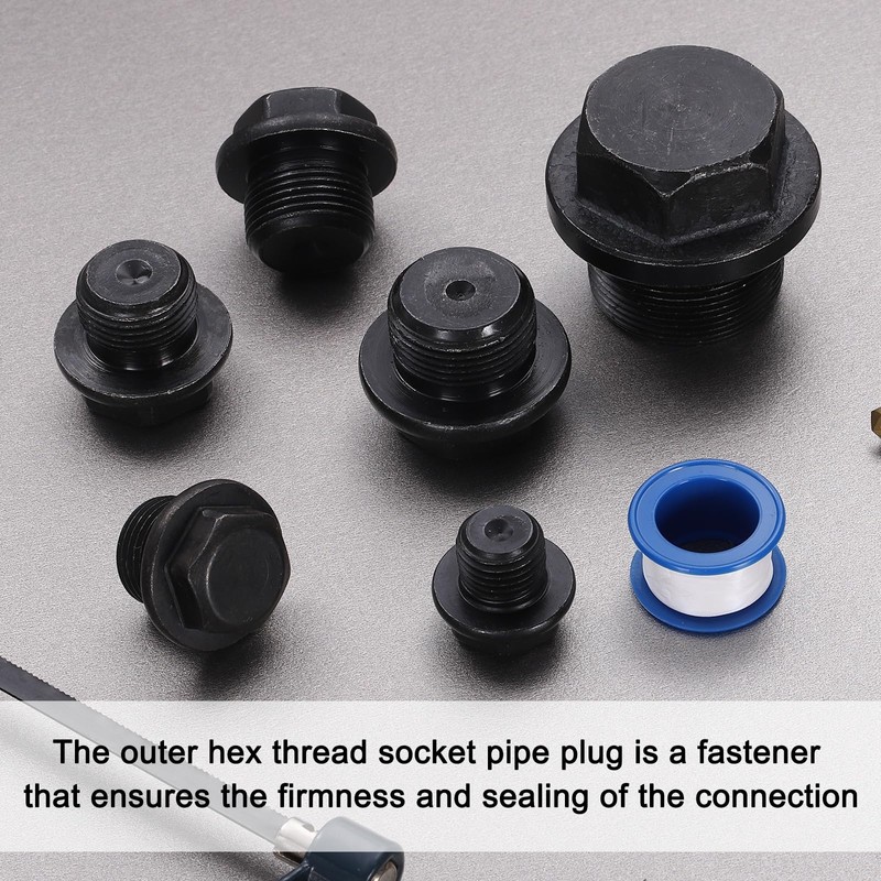 uxcell 6Pcs M14x1.5 Outer Hex Head Male Thread Socket Pipe