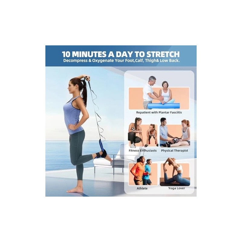 Foot & Calf Stretching Strap for Plantar Fasciitis & Heel