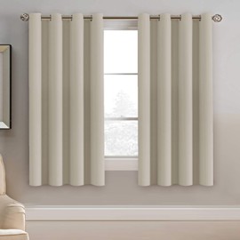 Window Treatment Blackout Curtains 63 inches Length, Thermal Insulated Room Darkening Solid Grommet Curtains / Drapes for Bedroom/Living Room - 1 Panel, Cream