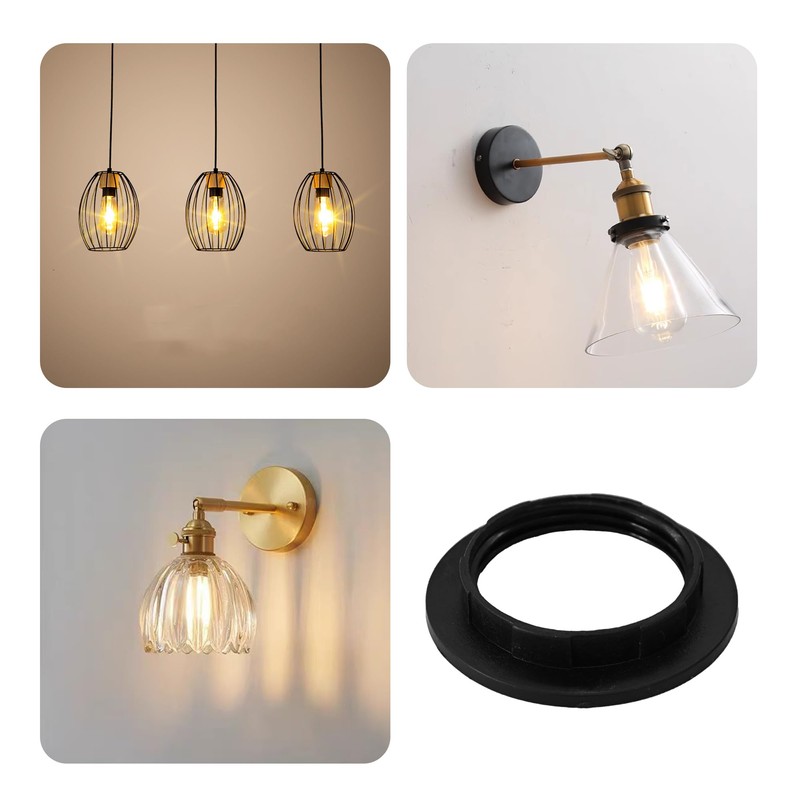 Runseaway 4Pcs E26 Lamp Shade Rings, Black Light Socket Ring