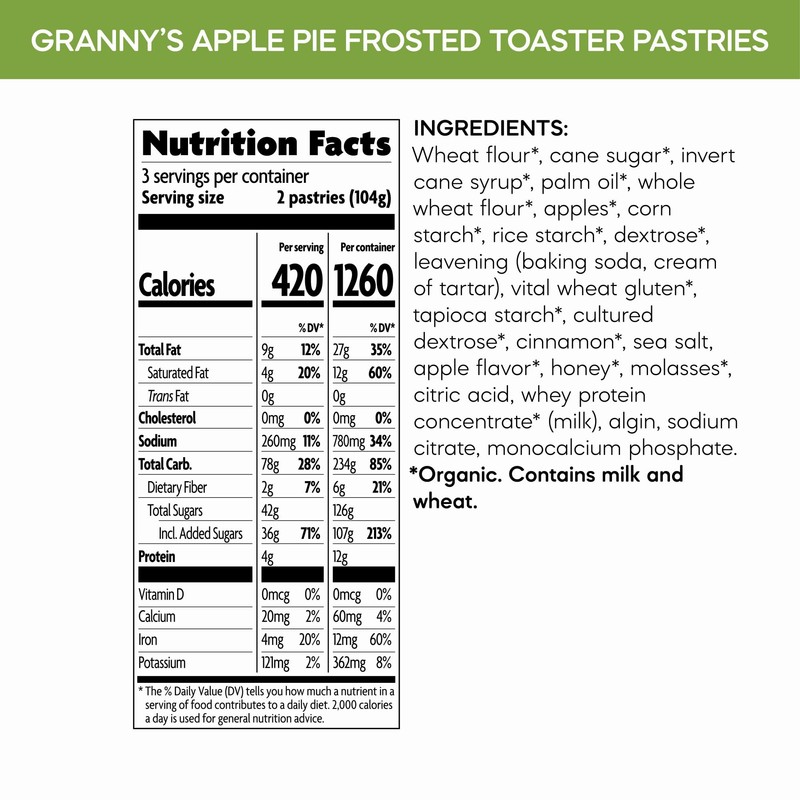 Nature's Path Organic Toaster Pastries, Frosted Granny's Apple Pie, 72