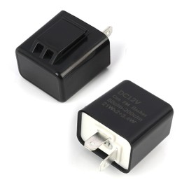Pack of 2 LED Indicator Relays 12 V, 2-Pin Flashing Relay with Adjustable Flashing Frequency, Indicator Relay 12 V LED for Motorcycle, 2 Pin LED Indicator Relay, Load Independent, Compatible with Most Vehicles