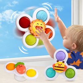 ZHEYU Juguetes Giratorios, 3 Piezas De Juguetes Sensoriales con Ventosas, Juguetes De Baño para Jugar, Aliviar El Estrés, Etc., Los Mejores Regalos para Niños Y Niñas. (Portulaca)