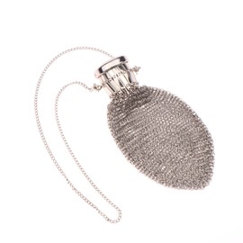 Cowenhey Handmade 1920's English Coin Purse - Vintage Chainmail Double Mesh Metal Wallet with Twist Lid Gate Top, Rare Collectible Antique Silver Accessory, Funky Travel Coin Holder (Silver)