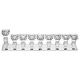 Crystal Strip Oil Chanukah Menorah 2.5" High Elegant Design Hanukkah Menorah - Fits Standard Chanukah Oil Cups