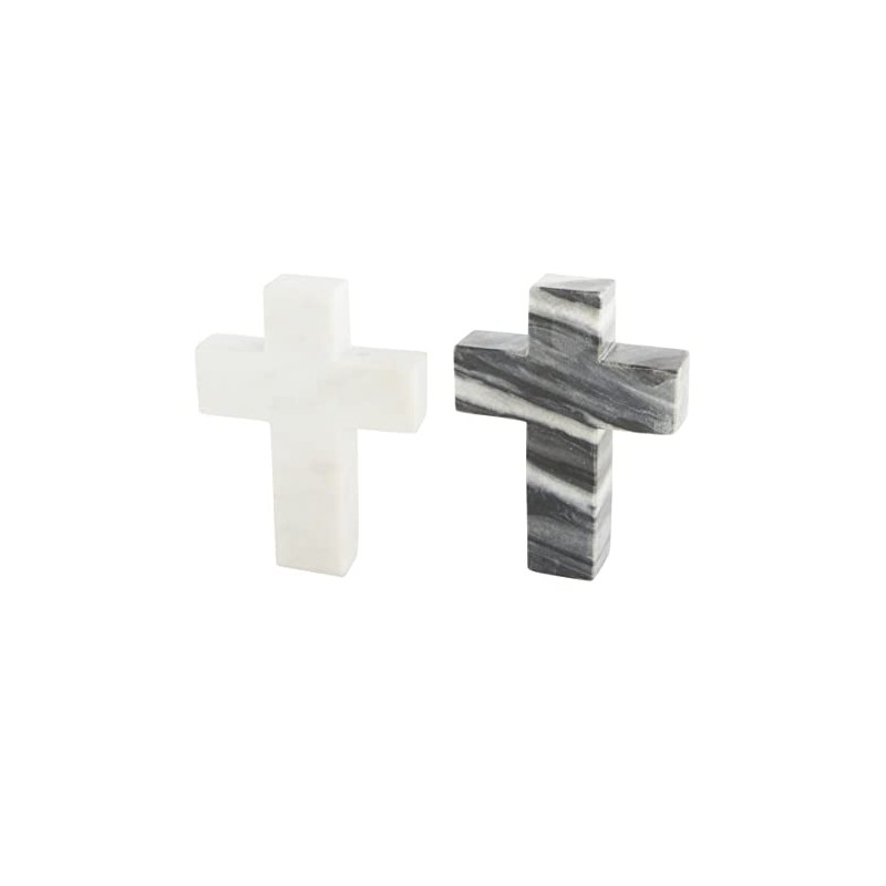 Mud Pie Marble Cross, White, 6" x 4.5", 1 Count