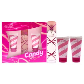 Aquolina Pink Sugar Candy Magic Women 3.4oz EDT Spray, 1.7oz Glossy Shower Gel, 