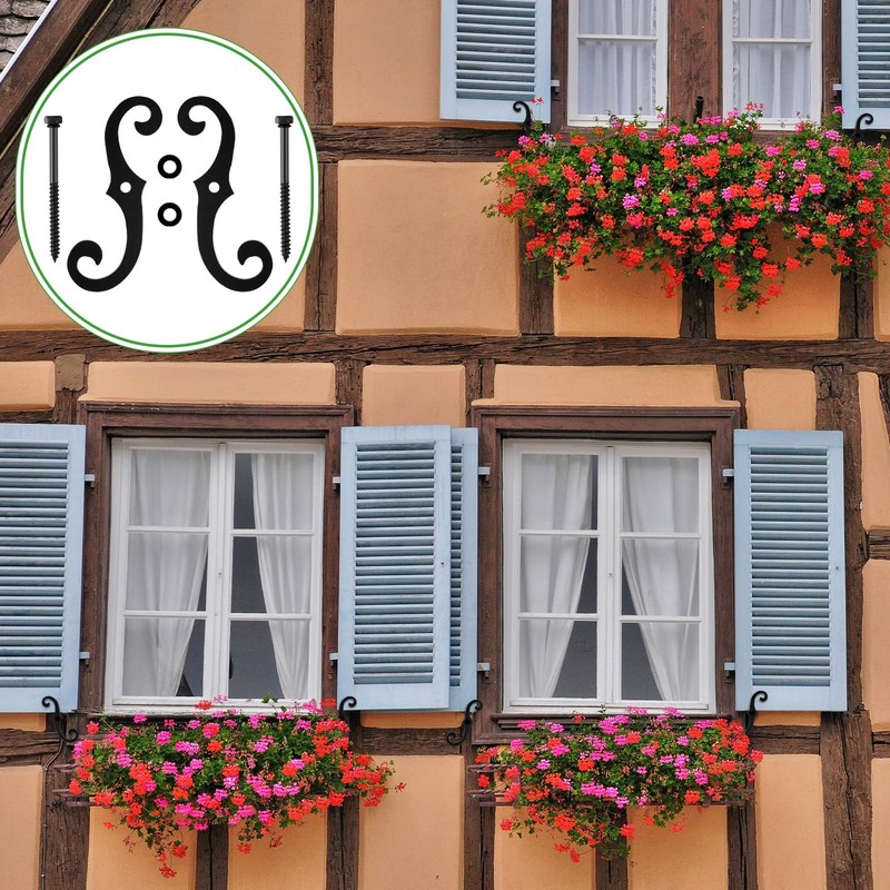 MorningRo 2 Pack Black S Style Shutter Dogs Hardware Decorative