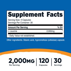 Nutricost L-Leucine 2,000mg, 120 Vegetarian Capsules, Non-GMO, Gluten Free, 30 Servings