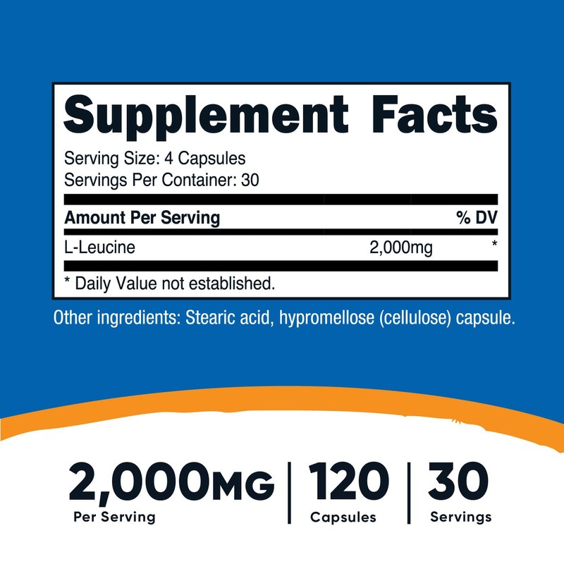Nutricost L-Leucine 2,000mg, 120 Vegetarian Capsules, Non-GMO, Gluten Free, 30