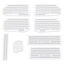 RCHUBAM 1Set RC Side Pedal 1/14 Scale Scania Stainless Steel Side Plate for 1/14 Tamiya Scania 770S 6×4 8×4 RC Trailer Tractor Truck Upgrade Parts #56368#56371, Silver