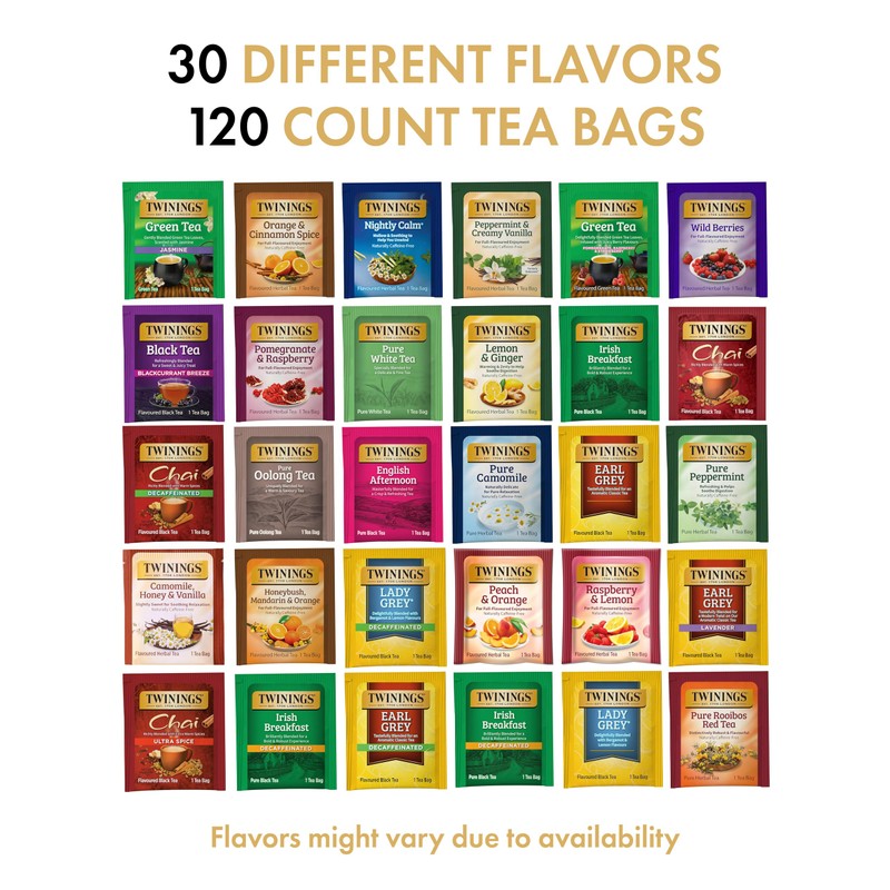 Twinings Tea Bags Sampler Assortment Variety Pack (120 Count) 30