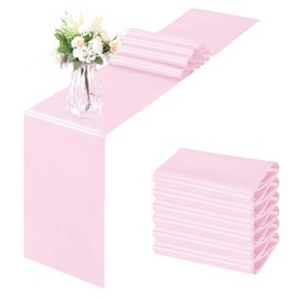 Horbaunal 6 Pack Satin Runners 12 x 72 Inch Bright Silky Smooth Satin Table Runners for Birthday Wedding Party Banquets, Light Pink