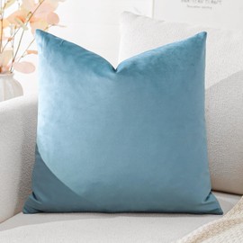 Artscope Luxury Velvet Cushion Covers Super Soft Decorative Square Throw Pillow Covers Case Cushion Covers for Sofa Couch Bedroom Car Decor 45x45cm Light Blue