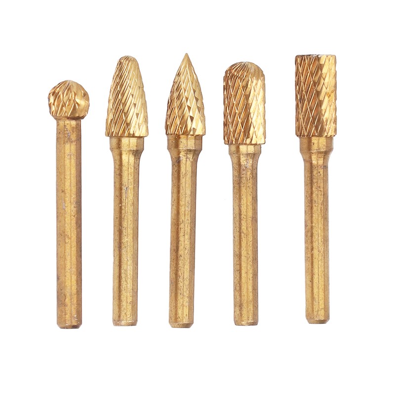 5Pcs Grinding Bit Head Rotary File Burr Double Cut Tool