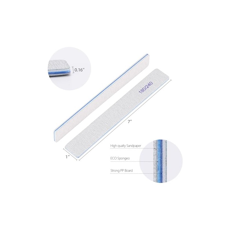 25 limas de uñas rectangulares de grano 180/240 para uñas