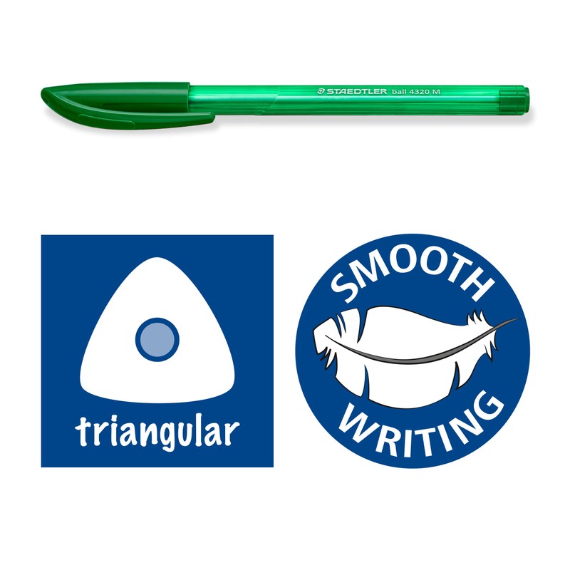 STAEDTLER 4320 M-5 Stick Rainbow Ballpoint Pen - Green (Box