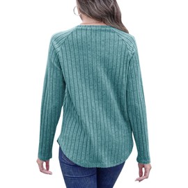 Cuptacc Womens Tops Basic Ladies Long Sleeve Tops Elegant Ladies Jumpers Casual Sweaters for Women Turquoise M 12-14