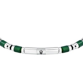 Maserati ICONIC Collection - JM334AVD48 Men's Steel Stone Bracelet Length 21.5cm, Alloy Steel, Agate