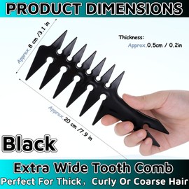 Extra Wide Tooth Comb Men Texture Comb Men Hair Comb Styling Comb Salon Barber Comb Double Sided Comb Wide Comb Men Comb for Hair Slick back Comb Men Hair Styling Comb for Men Boy Cool Girl (Black)