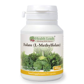 Folate (L-Methylfolate) 400μg x 90 Capsules - 5-MTHF Active Form of Folic Acid/Vitamin B9 - Supports Normal Maternal Tissue Growth During Pregnancy - PRENATAL- Magnesium Stearate Free - Made in Wales