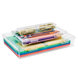 Sorbus 4-Piece Art Supply Storage Organizer Stackable Craft Storage with Hinged Lids Art, Yarn, Ribbon, Bead Organizers