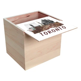 Fabulous Wooden Box - Toronto Vintage Collage Travel Canada Postcard (10 x 10 x 10 cm)