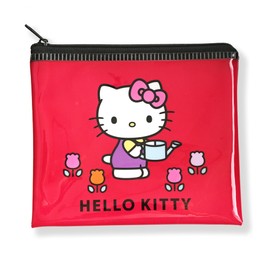 MENBLY San-rio PVC Pouch 2-Pack - 140x120mm - Featuring Kitty, Pochacco & Cinnamoroll Designs - Small Bag Pouch for Makeup/Basics - Durable & Stylish (Kitty (Flower Garden))