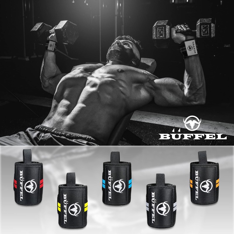 BÜFFEL Wrist Wrap, Wrist Support, Weight Training, 2-Piece Set, 23.6