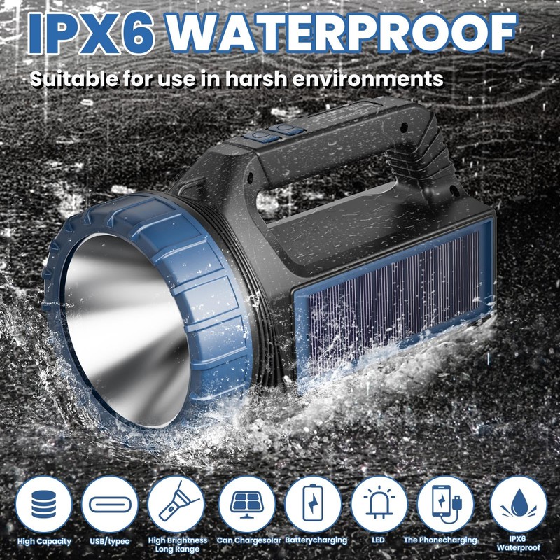 Solar Flashlights, Solar Flashlight Flashlights For Multi Function 8000 Lumens